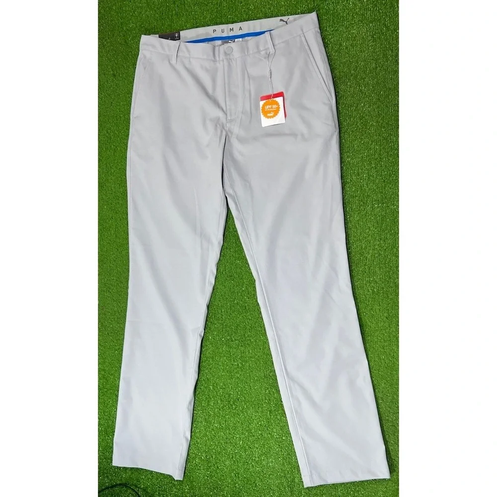 PUMA Performance Fit Golf pants 36 x34 Grey Preppy Puma Chinos UPF 50 NWT